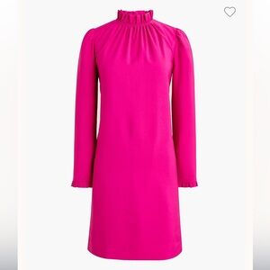J. Crew Bright Fuchsia Ruffleneck Shift Dress Size 14